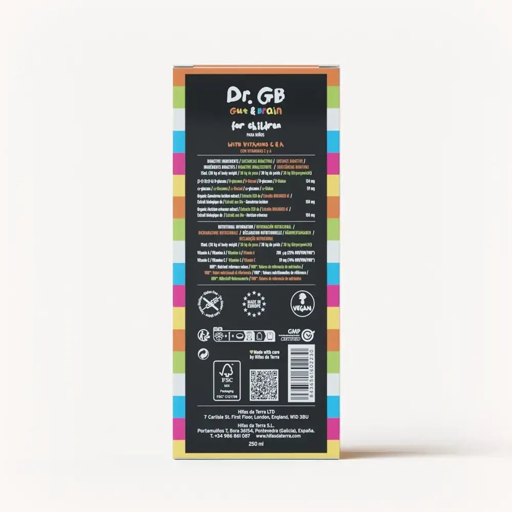 Sciroppo Dr. GB (Gut & Brain) con Reishi, Mane da León, Prebiotici e Vitamine C e A