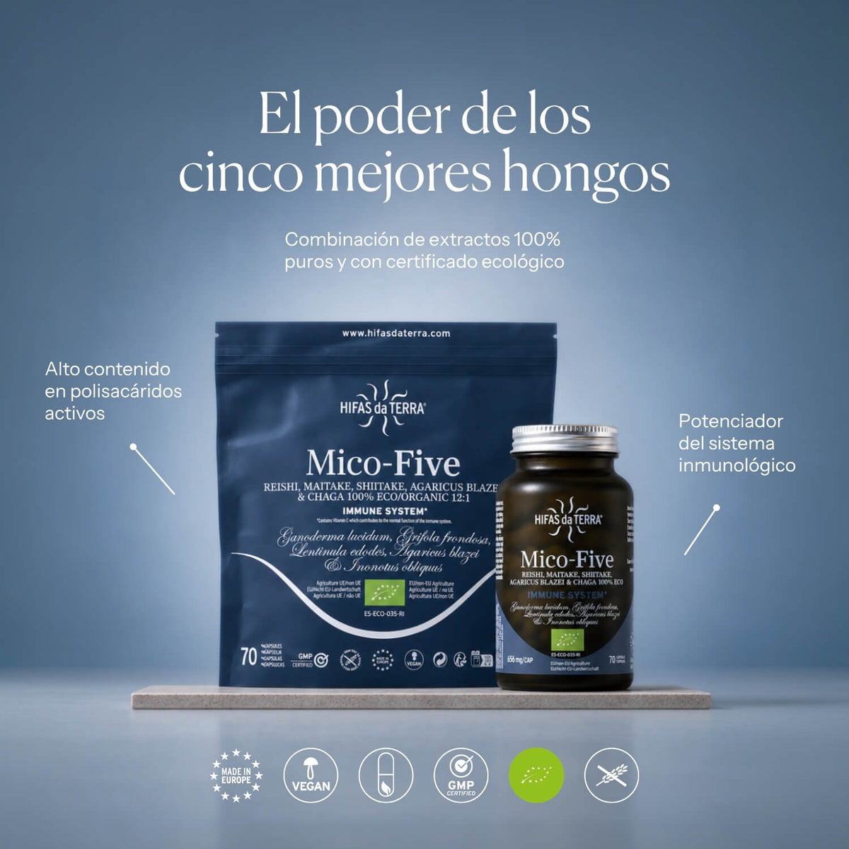 Mico Five (Chaga, Reishi, Maitake, Shiitake, Sun mushroom) Capsules